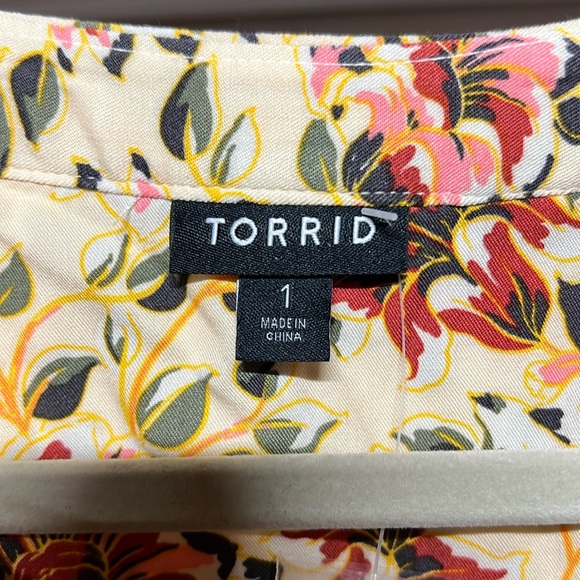 NWT Torrid 3/4 Long Sleeve Harper Blouse Floral Womens 1 1X 14 16 Yellow Pink - Picture 5 of 8